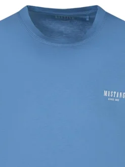 T-shirt en coton bleu uni avec une coupe droite et un col rond