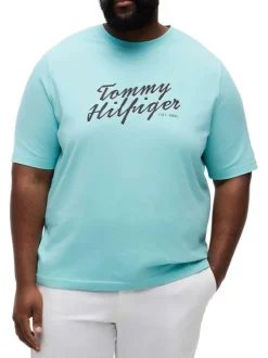 T-shirt en coton bleu uni pourvu d'un col rond et de manches courtes