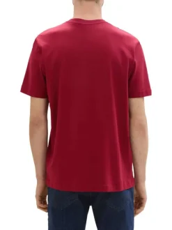 T-shirt en coton bordeaux imprimé avec une coupe droite et un col rond