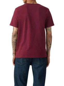T-shirt en coton bordeaux uni avec col rond et des manches courtes