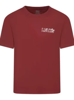 T-shirt en coton bordeaux uni avec une coupe droite et un col rond