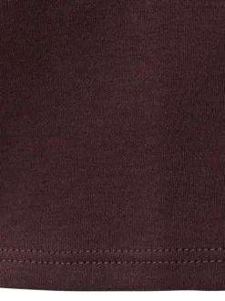 T-shirt en coton bordeaux uni avec une coupe droite et un col rond
