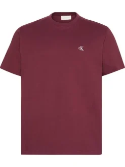 T-shirt en coton bordeaux uni coupe ajustée avec un col rond