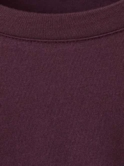 T-shirt en coton bordeaux uni pourvu de manches courtes et d'un col rond