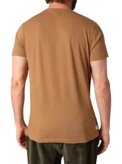 T-shirt en coton camel avec un col rond et des manches courtes