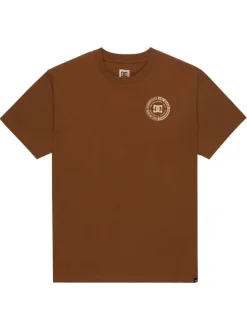 T-shirt en coton camel uni avec un col rond et une coupe droite
