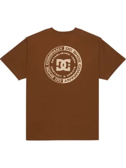 T-shirt en coton camel uni avec un col rond et une coupe droite