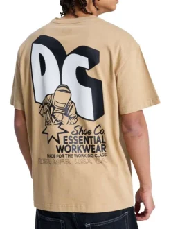 T-shirt en coton camel uni avec une coupe droite et un col rond