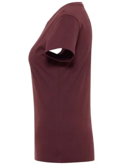 T-shirt en coton chocolat avec imprimé logo à coupe droite et à col rond