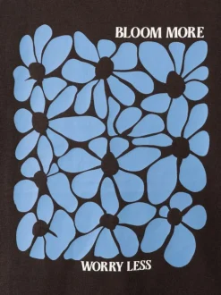 T-shirt en coton chocolat uni pourvu d'un col rond et d'une coupe droite