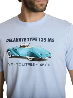 T-shirt en coton ciel à coupe droite orné d'un imprimé de voiture