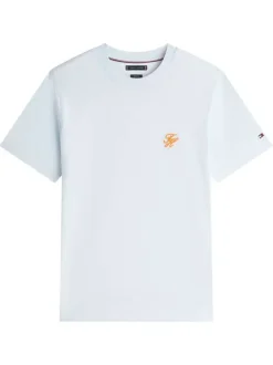 T-shirt en coton ciel à coupe droite pourvu de manches courtes