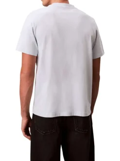 T-shirt en coton ciel à coupe droite pourvu d'un col rond ras de cou