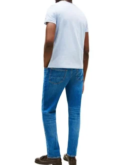 T-shirt en coton ciel moucheté avec un col rond et des manches courtes