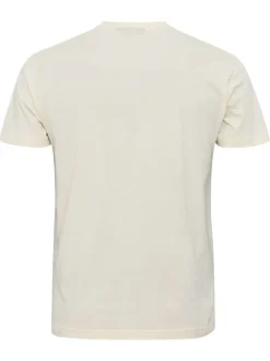 T-shirt en coton écru avec des graphismes imprimés à l'avant et un col rond