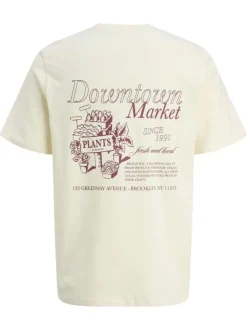 T-shirt en coton écru avec imprimé floral et une coupe droite