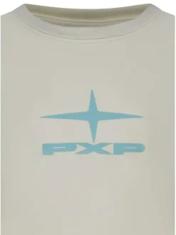 T-shirt en coton écru avec logo à col rond et à manches courtes