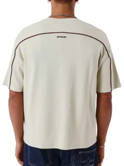 T-shirt en coton écru avec logo à coupe droite et à col rond
