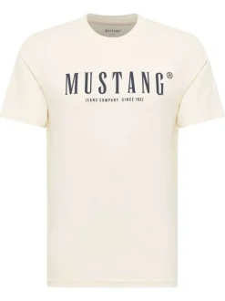 T-shirt en coton écru à col rond orné d'un logo oversize à l'avant