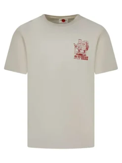 T-shirt en coton écru à coupe droite pourvu de manches courtes