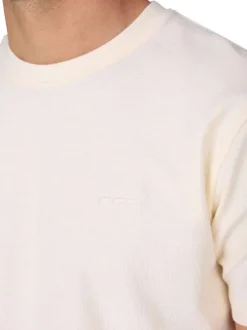T-shirt en coton écru à coupe droite pourvu d'un col rond et de manches courtes