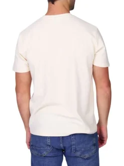 T-shirt en coton écru à coupe droite pourvu d'un col rond et de manches courtes