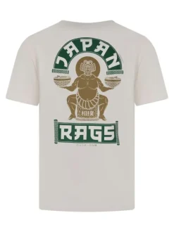 T-shirt en coton écru à coupe droite pourvu d'un imprimé oversize