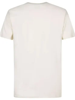 T-shirt en coton écru droit à col rond avec dessin de moto à l'avant