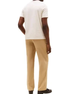 T-shirt en coton écru fantaisie avec un col rond et des manches courtes