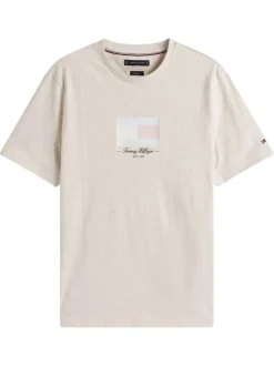 T-shirt en coton écru fantaisie avec un col rond et des manches courtes