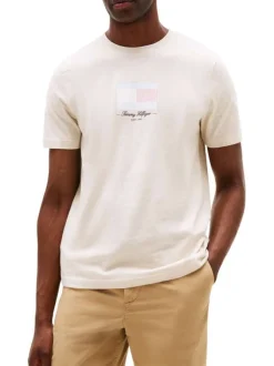 T-shirt en coton écru fantaisie avec un col rond et des manches courtes