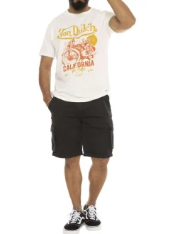 T-shirt en coton écru imprimé avec un col rond et une coupe droite