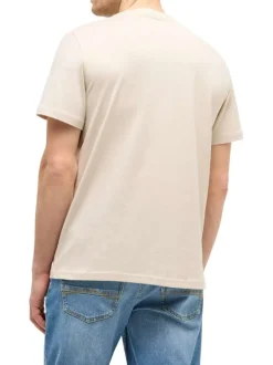T-shirt en coton écru à imprimé avec une coupe droite et un col rond