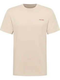 T-shirt en coton écru à imprimé avec une coupe droite et un col rond