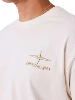 T-shirt en coton écru uni avec un col rond et à manches courtes