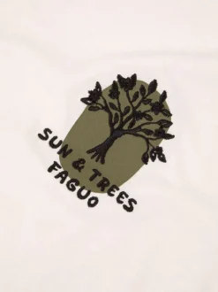 T-shirt en coton écru uni avec un col rond et une coupe droite
