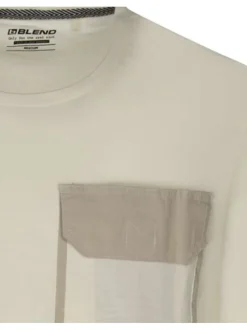 T-shirt en coton écru uni avec une coupe droite et col rond