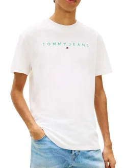 T-shirt en coton écru uni avec une coupe droite et un col rond
