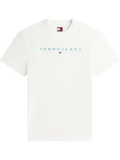 T-shirt en coton écru uni avec une coupe droite et un col rond