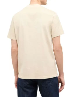 T-shirt en coton écru uni avec une coupe droite et un col rond