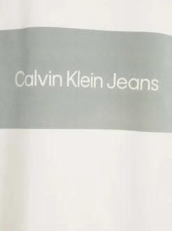 T-shirt en coton écru uni col rond et une bande dans le dos