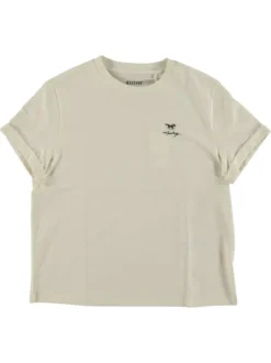 T-shirt en coton écru uni à coupe ample avec des manches courtes
