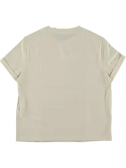 T-shirt en coton écru uni à coupe ample avec des manches courtes