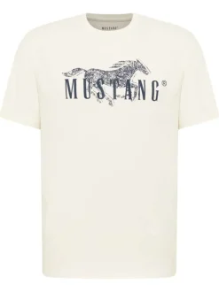 T-shirt en coton écru uni à manches courtes pourvu d'un col rond