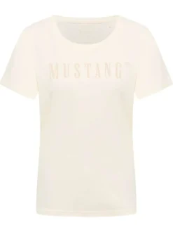 T-shirt en coton écru uni pourvu d'une coupe droite et d'un col rond