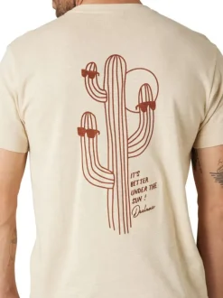 T-shirt en coton écru uni pourvu d'une coupe droite et d'un col rond