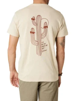 T-shirt en coton écru uni pourvu d'une coupe droite et d'un col rond