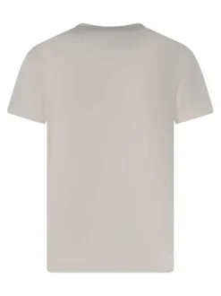 T-shirt en coton écru uni pourvu d'une coupe droite et d'un col rond