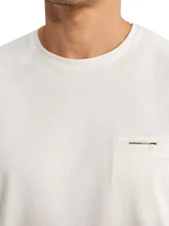 T-shirt en coton ecru uni pourvu de manches courtes et d'un col rond