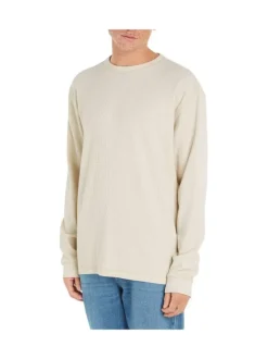 T-shirt en coton en transition beige uni coupe droite col rond